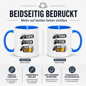 LIEBTASTISCH® Tasse mit Spruch - Schere Stein Paar Bier - lustige Kaffeetasse für Männer Biertrinker Bierliebhaber - Tassen - Bierglas - {FARBE}
