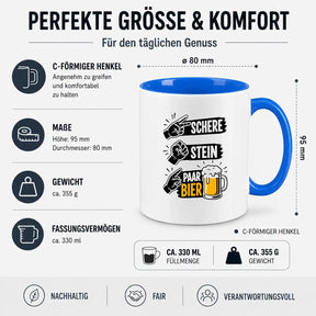 LIEBTASTISCH® Tasse mit Spruch - Schere Stein Paar Bier - lustige Kaffeetasse für Männer Biertrinker Bierliebhaber - Tassen - Bierglas - {FARBE}