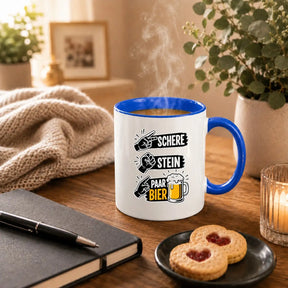 LIEBTASTISCH® Tasse mit Spruch - Schere Stein Paar Bier - lustige Kaffeetasse für Männer Biertrinker Bierliebhaber - Tassen - Bierglas - {FARBE}
