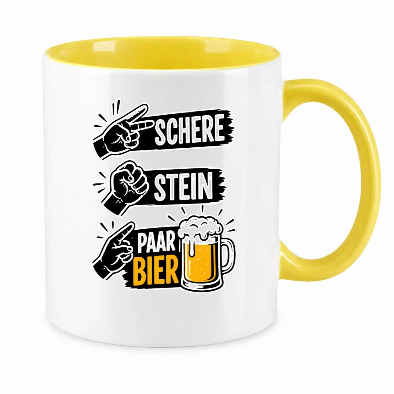 LIEBTASTISCH® Tasse mit Spruch - Schere Stein Paar Bier - lustige Kaffeetasse für Männer Biertrinker Bierliebhaber - Tassen - Bierglas - {FARBE}