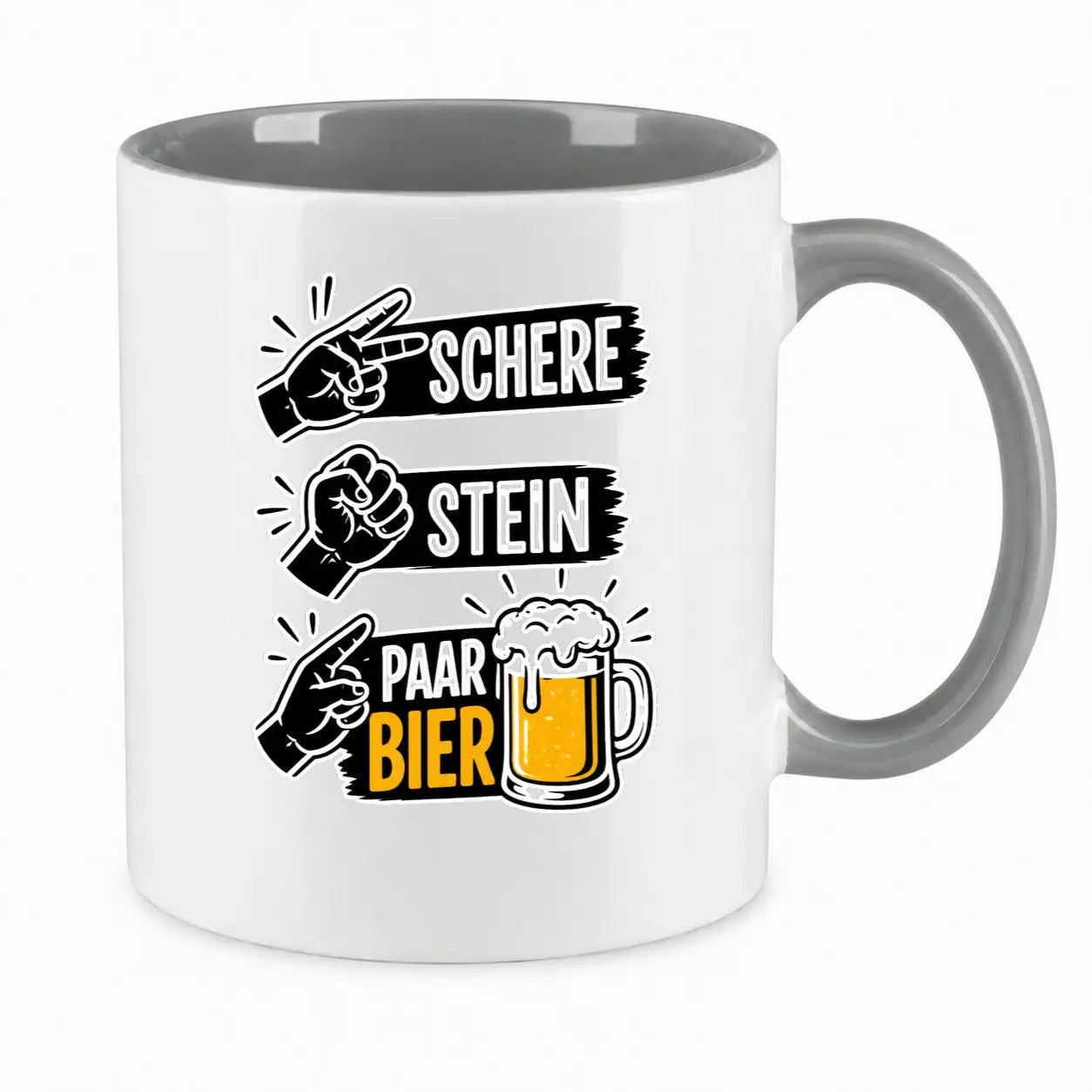 LIEBTASTISCH® Tasse mit Spruch - Schere Stein Paar Bier - lustige Kaffeetasse für Männer Biertrinker Bierliebhaber - Tassen - Bierglas - {FARBE}