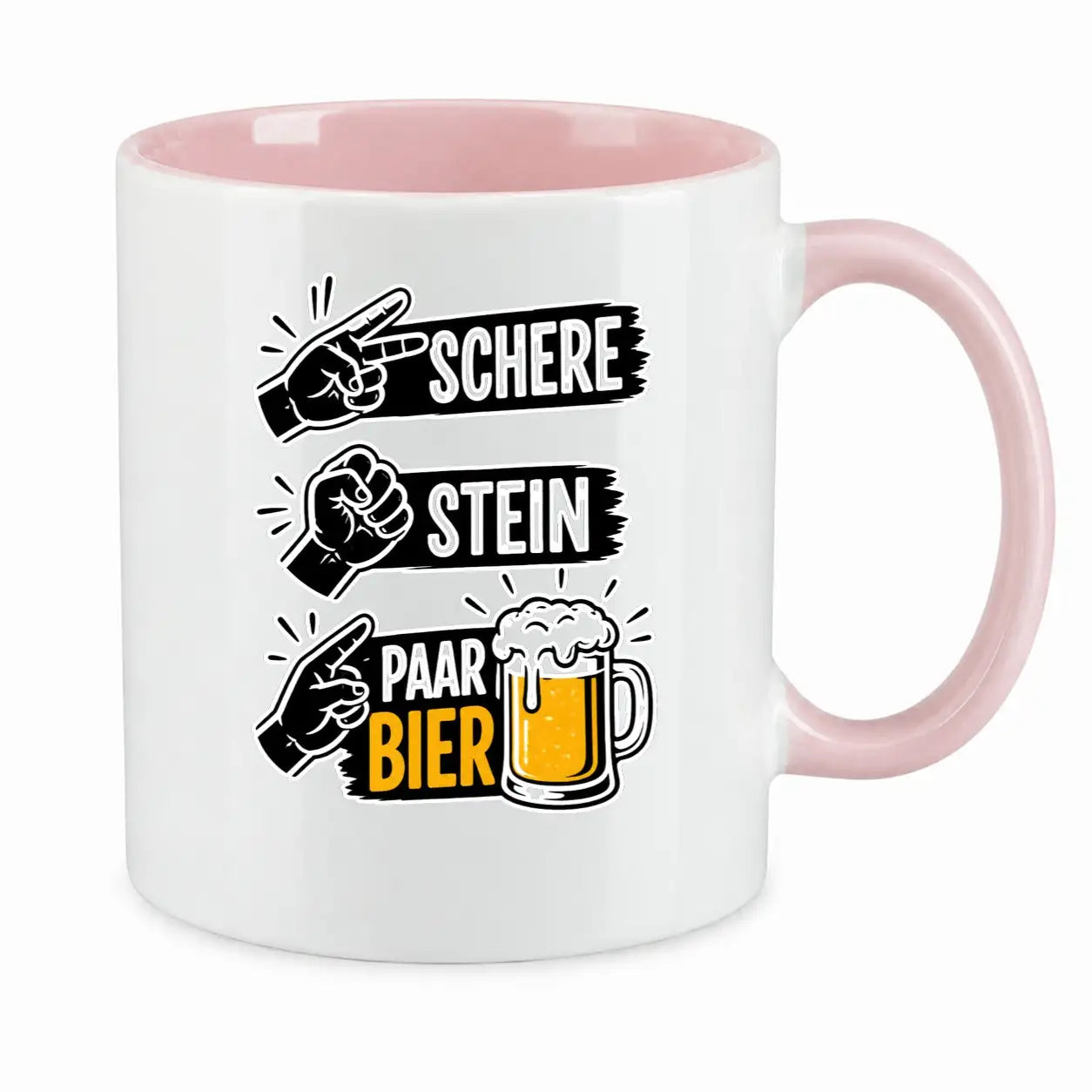 LIEBTASTISCH® Tasse mit Spruch - Schere Stein Paar Bier - lustige Kaffeetasse für Männer Biertrinker Bierliebhaber - Tassen - Bierglas - {FARBE}