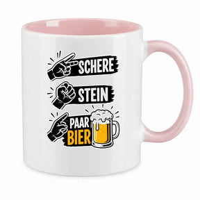LIEBTASTISCH® Tasse mit Spruch - Schere Stein Paar Bier - lustige Kaffeetasse für Männer Biertrinker Bierliebhaber - Tassen - Bierglas - {FARBE}