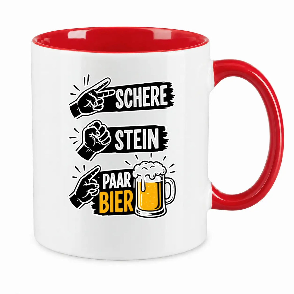 LIEBTASTISCH® Tasse mit Spruch - Schere Stein Paar Bier - lustige Kaffeetasse für Männer Biertrinker Bierliebhaber - Tassen - Bierglas - {FARBE}