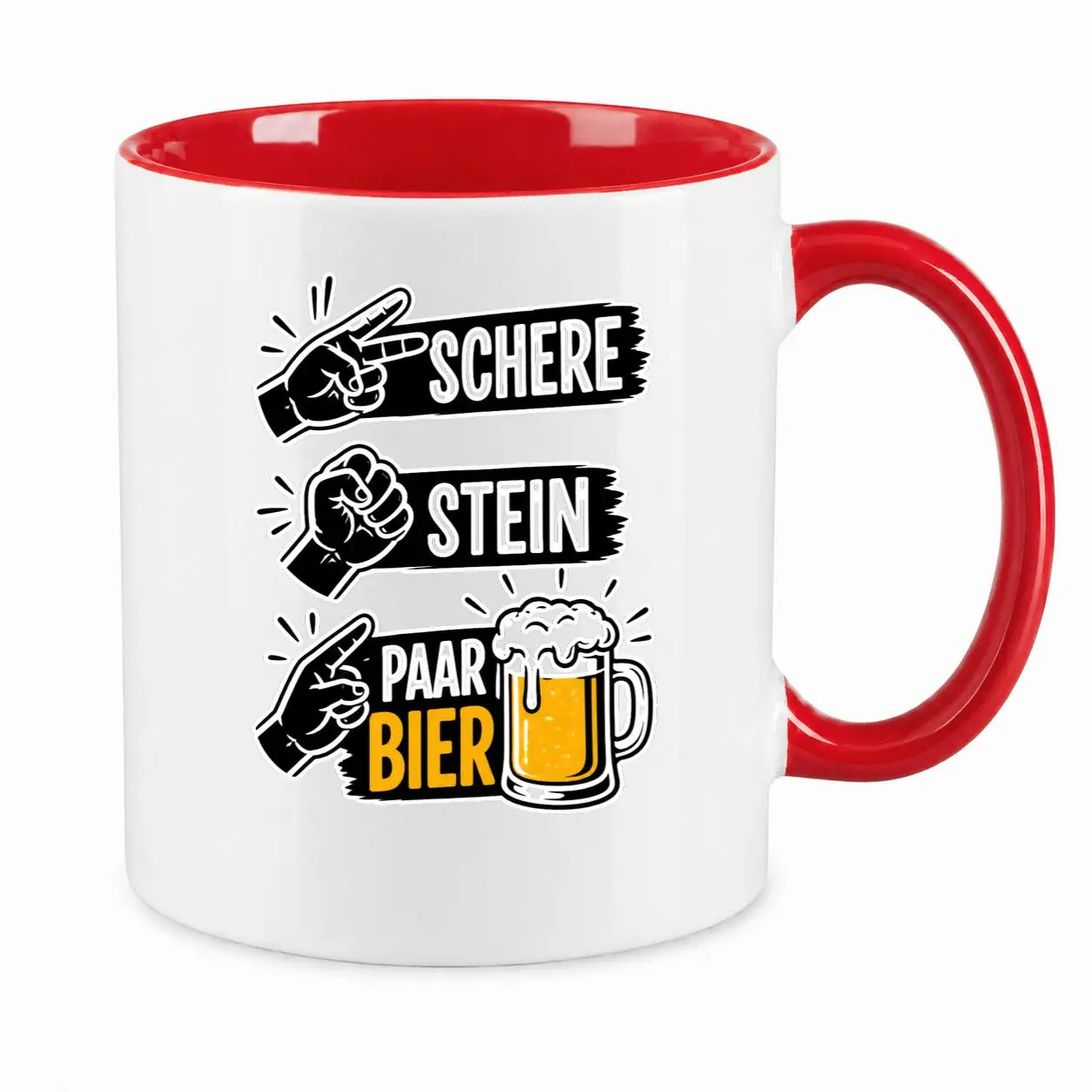 LIEBTASTISCH® Tasse mit Spruch - Schere Stein Paar Bier - lustige Kaffeetasse für Männer Biertrinker Bierliebhaber - Tassen - Bierglas - {FARBE}