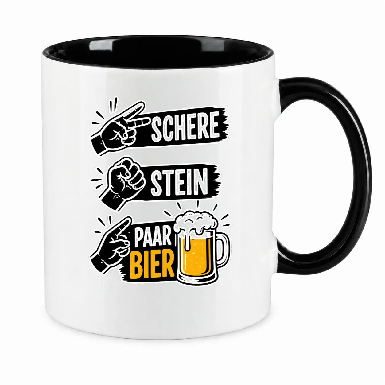 LIEBTASTISCH® Tasse mit Spruch - Schere Stein Paar Bier - lustige Kaffeetasse für Männer Biertrinker Bierliebhaber - Tassen - Bierglas - {FARBE}