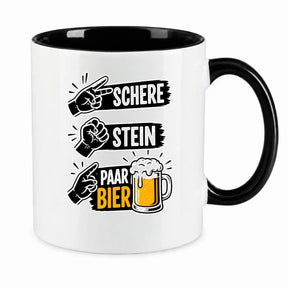 LIEBTASTISCH® Tasse mit Spruch - Schere Stein Paar Bier - lustige Kaffeetasse für Männer Biertrinker Bierliebhaber - Tassen - Bierglas - {FARBE}