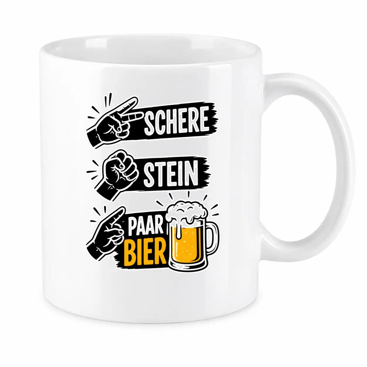 LIEBTASTISCH® Tasse mit Spruch - Schere Stein Paar Bier - lustige Kaffeetasse für Männer Biertrinker Bierliebhaber - Tassen - Bierglas - {FARBE}