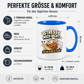 LIEBTASTISCH® Tasse mit Spruch - Stress mich nicht ich bin schon im Turbo - lustige Kaffeetasse Faultier Schnecke Relax - Tassen Mit Sprüchen - Bürotasse - {FARBE}