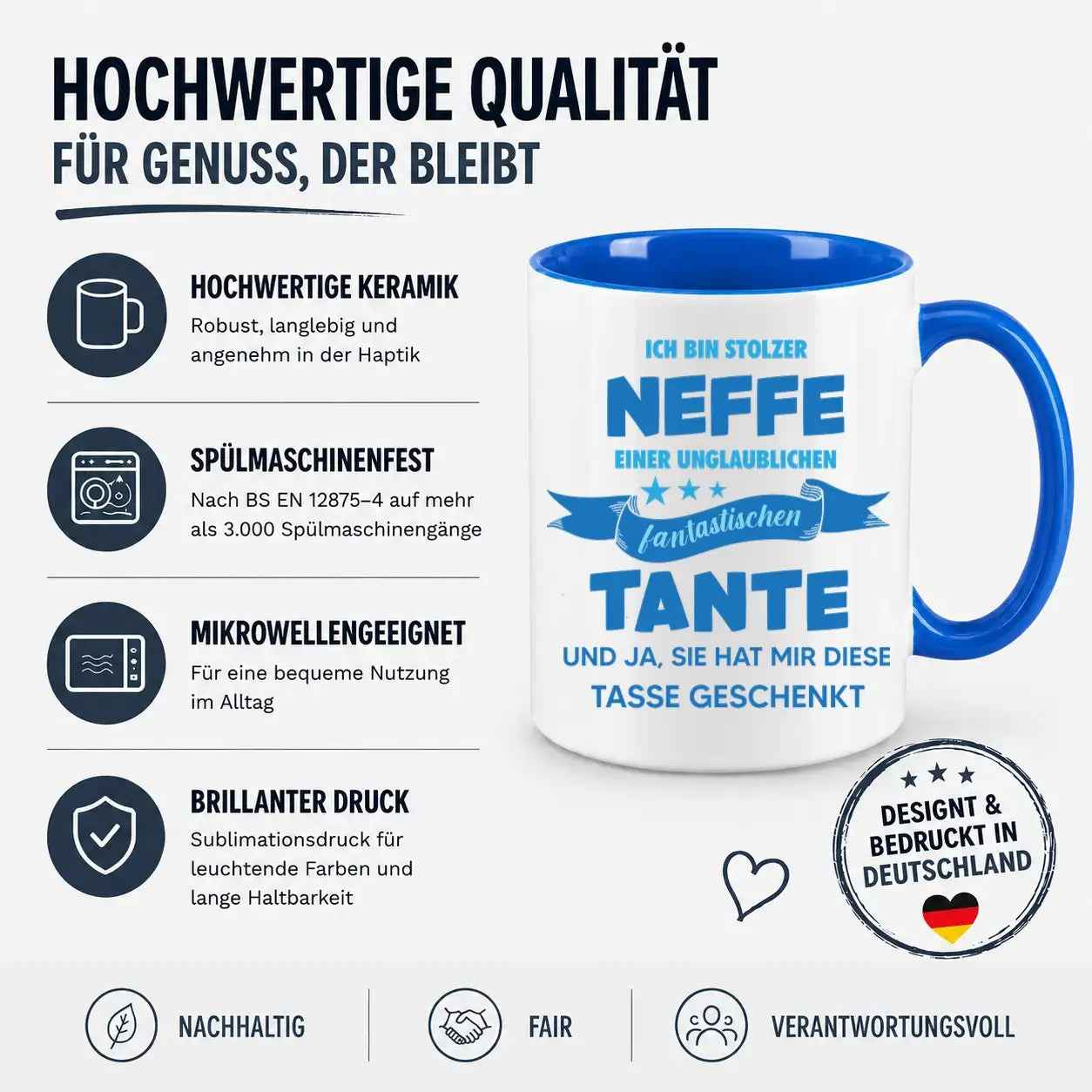 Tasse - Ich bin stolzer Neffe einer unglaublichen fantastischen Tante und ja, sie hat mir diese Tasse geschenkt