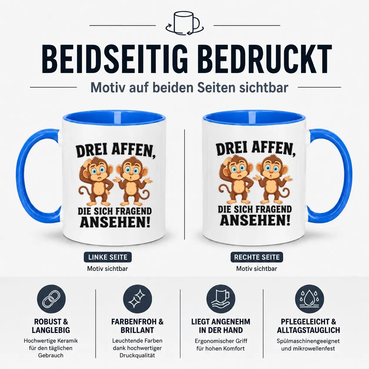 Tasse - Drei Affen, die sich fragend ansehen!