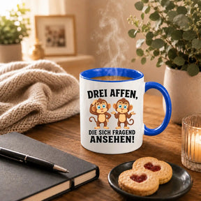 Tasse - Drei Affen, die sich fragend ansehen!