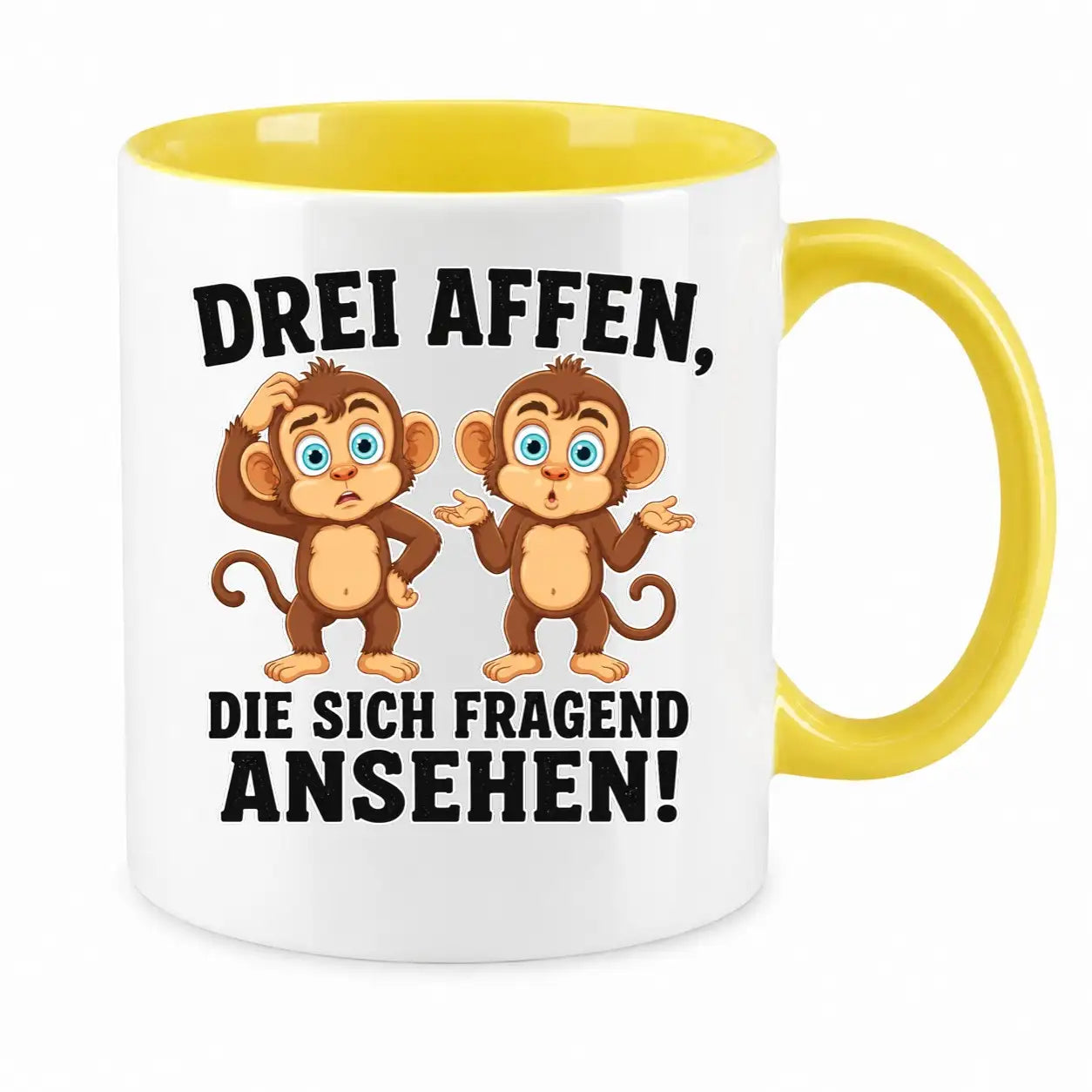 Tasse - Drei Affen, die sich fragend ansehen!