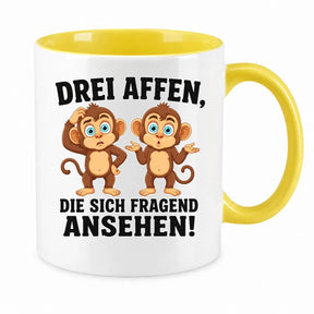 Tasse - Drei Affen, die sich fragend ansehen!