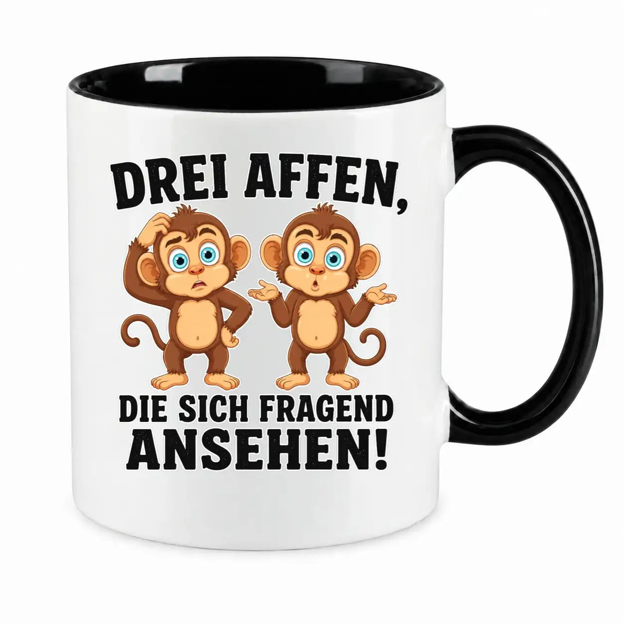Tasse - Drei Affen, die sich fragend ansehen!