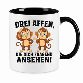 Tasse - Drei Affen, die sich fragend ansehen!