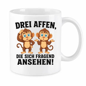 Tasse - Drei Affen, die sich fragend ansehen!