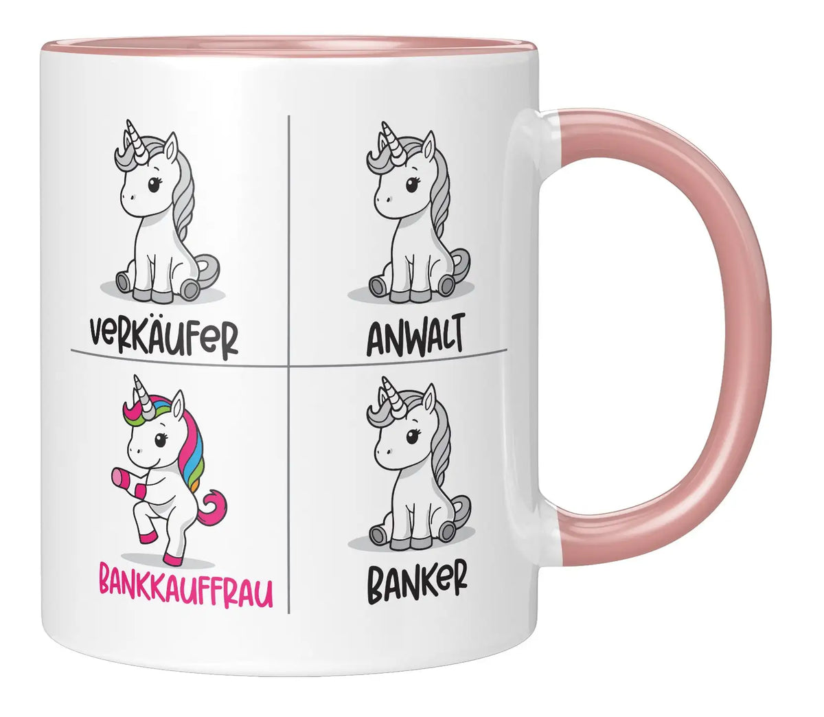 Tasse - Verkäufer Anwalt Bankkauffrau Banker Einhorn - Rosa