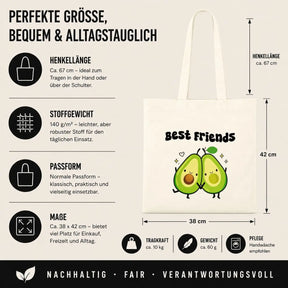 LIEBTASTISCH® Baumwolltasche Best Friends - Stofftasche Einkaufsbeutel für Damen mit Avocado Motiv - Geschenk beste Freundin Herzensmensch - Geschenke Für - {FARBE}