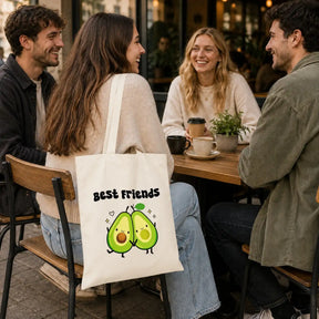LIEBTASTISCH® Baumwolltasche Best Friends - Stofftasche Einkaufsbeutel für Damen mit Avocado Motiv - Geschenk beste Freundin Herzensmensch - Geschenke Für - {FARBE}
