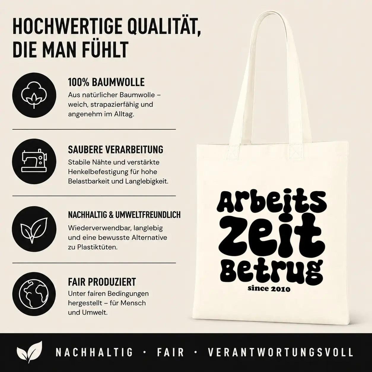 Baumwolltasche - Arbeitszeitbetrug since 2010
