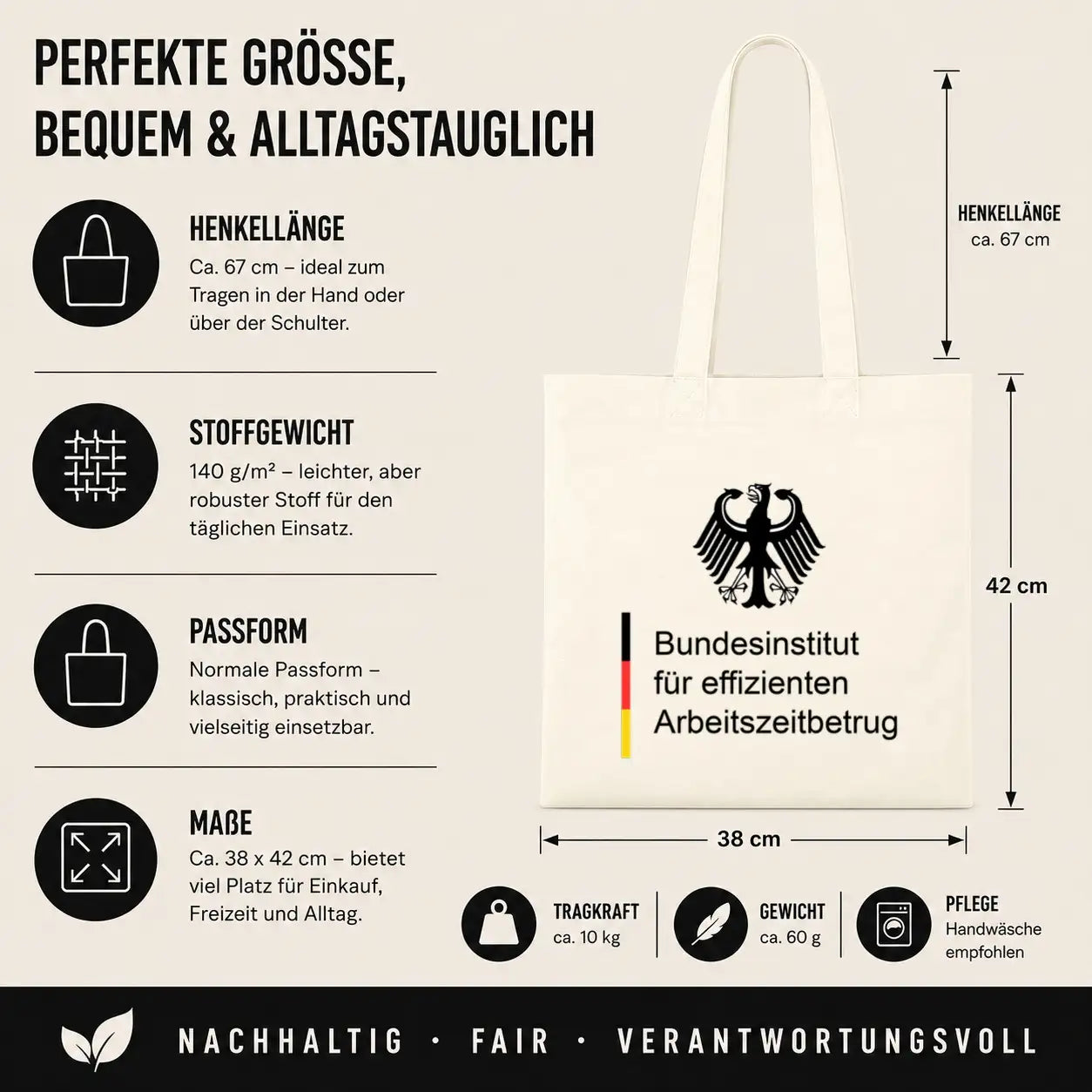 Baumwolltasche - Bundesinstitut für effizienten Arbeitszeitbetrug