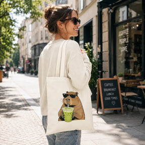 Baumwolltasche - Capybara mit Sonnenbrille Getränk