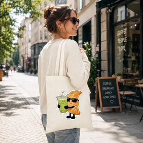 Baumwolltasche - Croissant mit Sonnenbrille Getränk