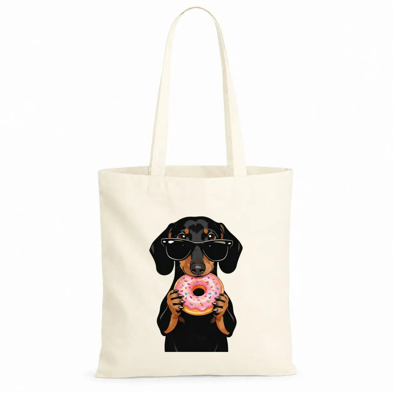 Baumwolltasche - Dackel Sonnenbrille Donut