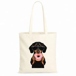 Baumwolltasche - Dackel Sonnenbrille Donut