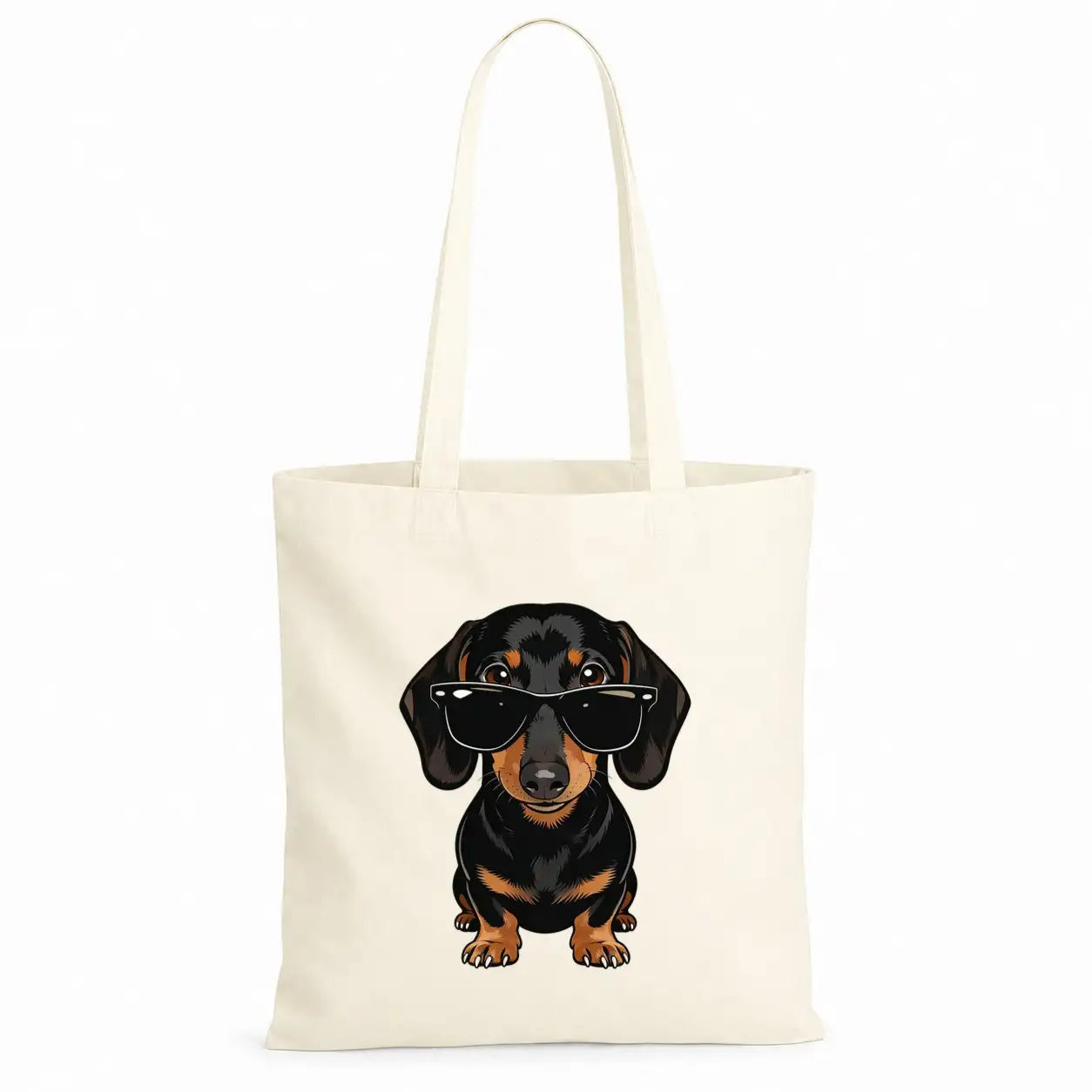 Baumwolltasche - Dackel mit Sonnenbrille