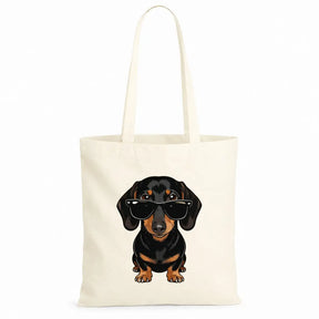 Baumwolltasche - Dackel mit Sonnenbrille