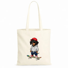 Baumwolltasche - Dackel auf Skateboard