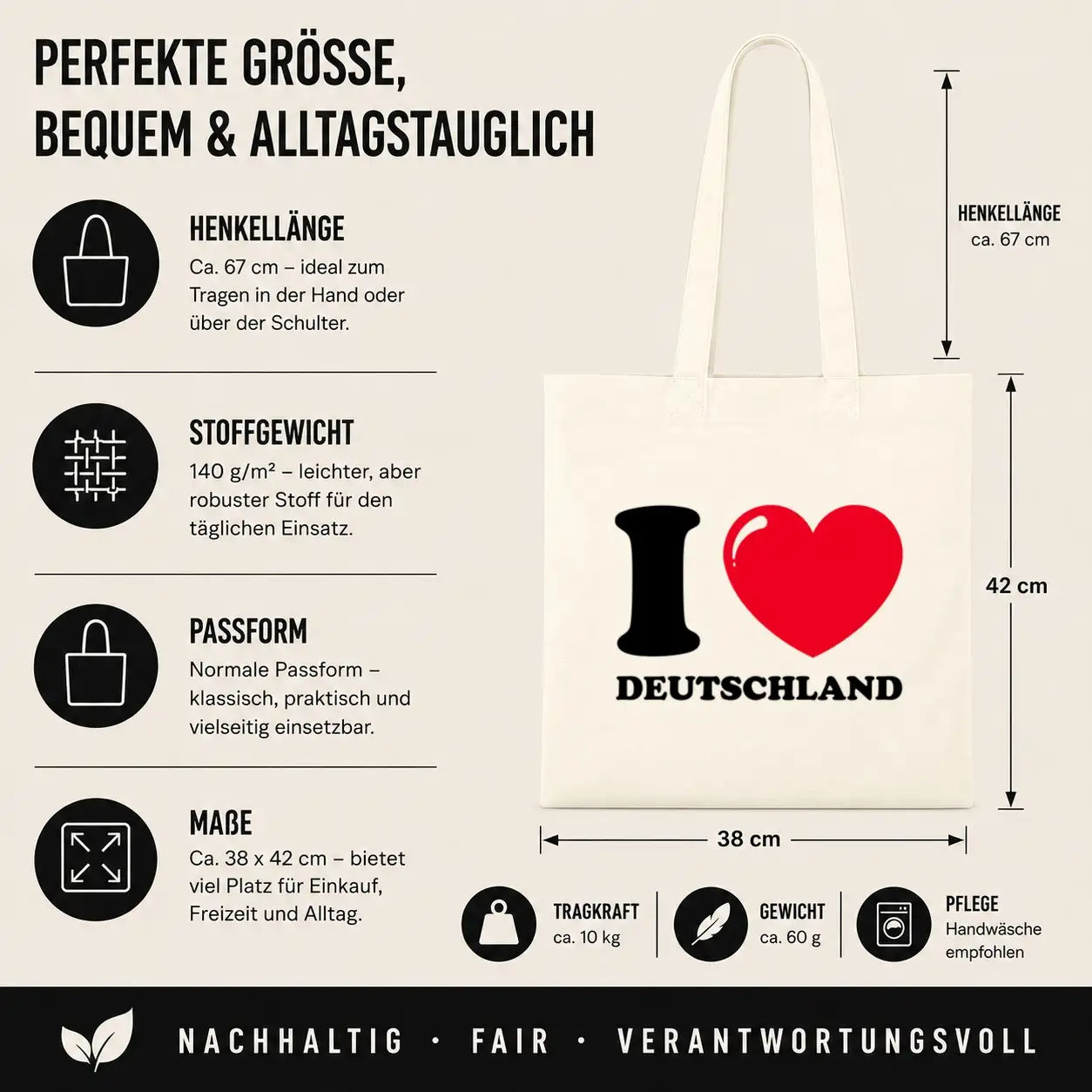 Baumwolltasche - I ♥ Deutschland