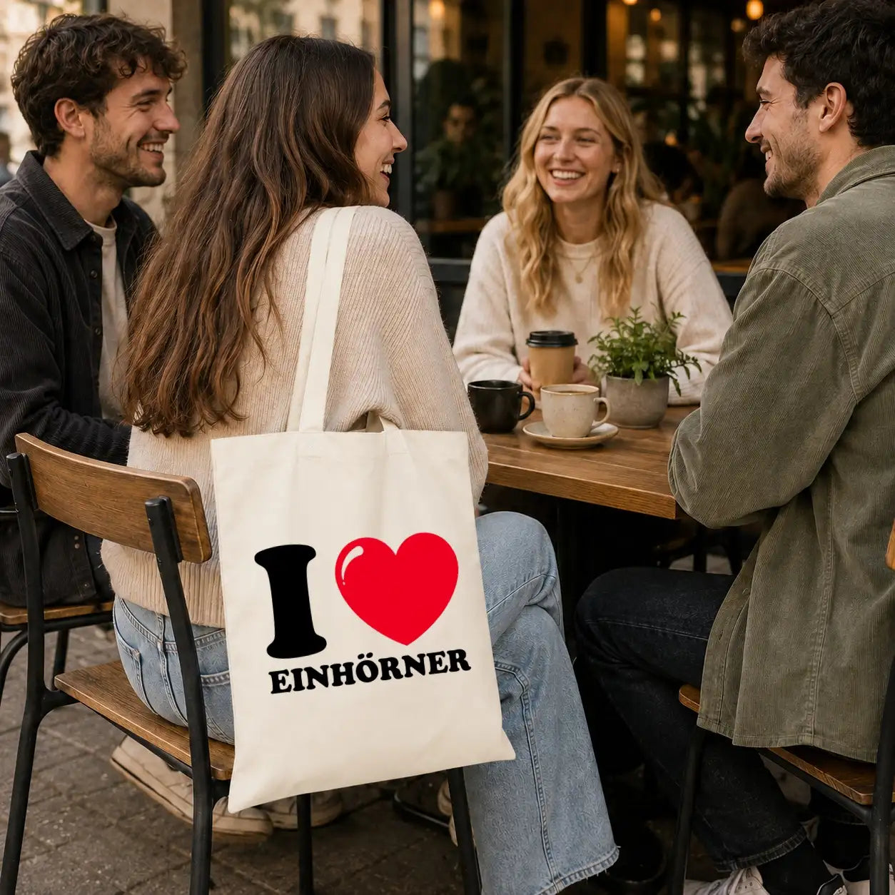 Baumwolltasche - I ❤ Einhörner