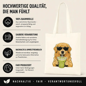 Baumwolltasche - Golden Retriever mit Sonnenbrille