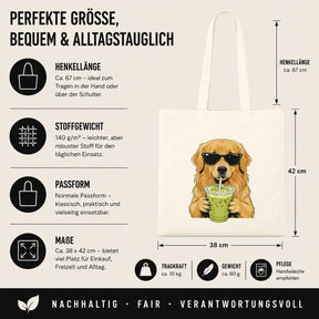 Baumwolltasche - Golden Retriever mit Sonnenbrille