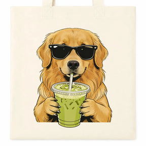 Baumwolltasche - Golden Retriever mit Sonnenbrille