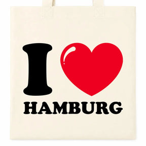 LIEBTASTISCH® Baumwolltasche I ❤ Hamburg - Hamburg Souvenir Stofftasche Beutel bedruckt mit Spruch - Geschenk Hafen Elbe Michel Landungsbrücken - Tasche - {FARBE}