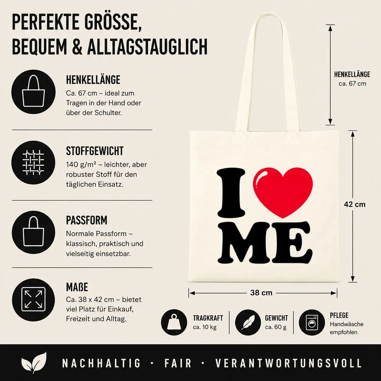 Baumwolltasche - I ❤ ME