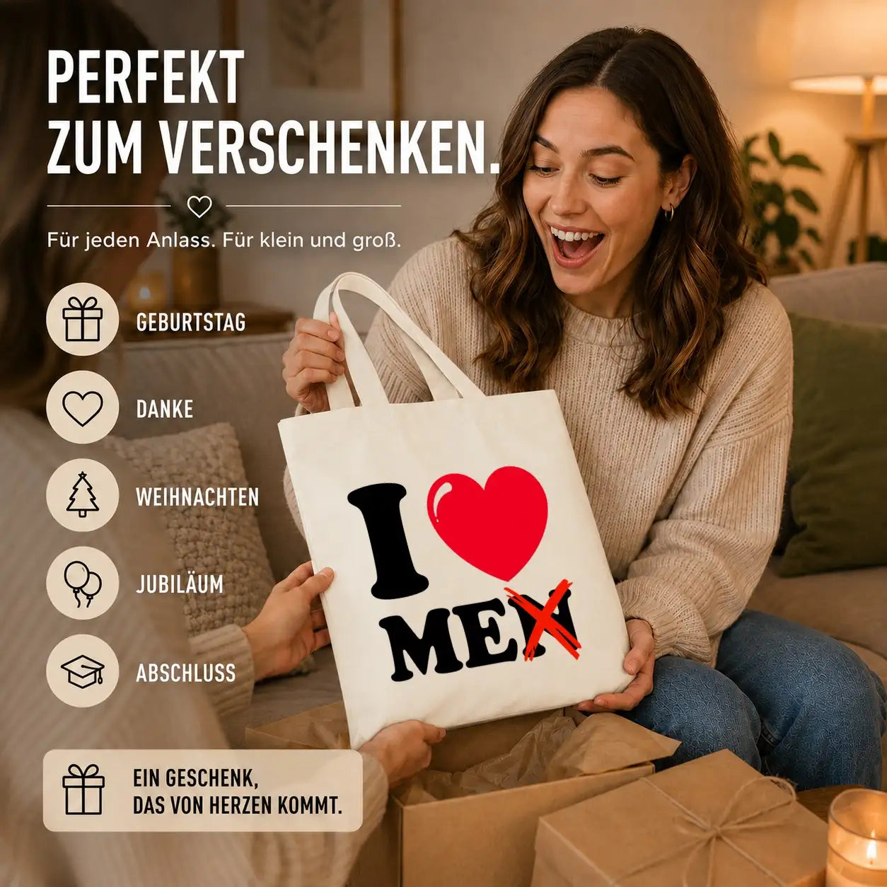 Baumwolltasche - I ❤️ ME
