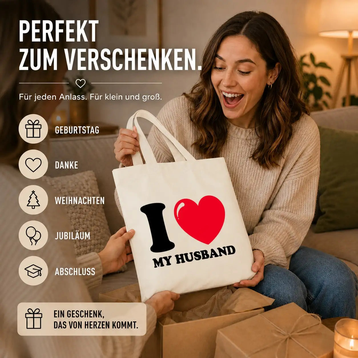 Baumwolltasche - I ❤ my husband