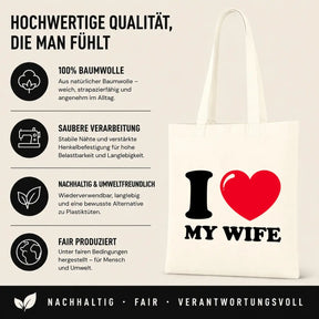 Baumwolltasche - I ❤️ my wife