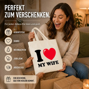 Baumwolltasche - I ❤️ my wife