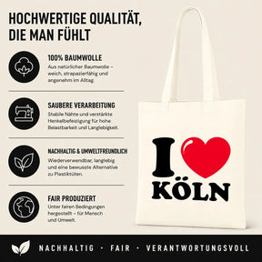 LIEBTASTISCH® Baumwolltasche I ❤ Köln - Stofftasche Beutel Karneval kölsch bedruckt - Kamellebeutel Wurfbeutel für Kölner Fanartikel - Köl - Dom - {FARBE}