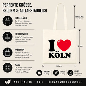 LIEBTASTISCH® Baumwolltasche I ❤ Köln - Stofftasche Beutel Karneval kölsch bedruckt - Kamellebeutel Wurfbeutel für Kölner Fanartikel - Köl - Dom - {FARBE}