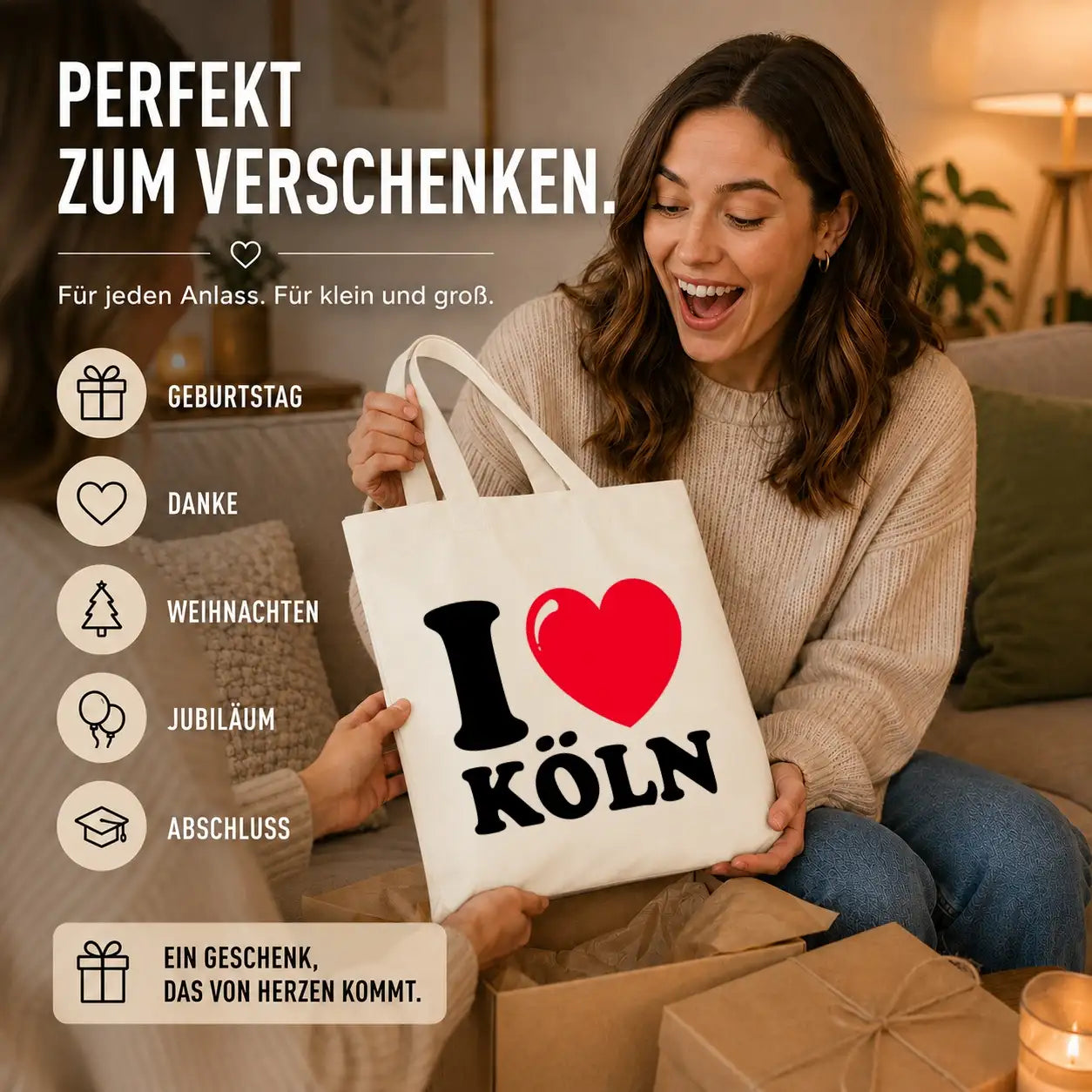 LIEBTASTISCH® Baumwolltasche I ❤ Köln - Stofftasche Beutel Karneval kölsch bedruckt - Kamellebeutel Wurfbeutel für Kölner Fanartikel - Köl - Dom - {FARBE}