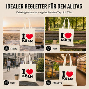 LIEBTASTISCH® Baumwolltasche I ❤ Köln - Stofftasche Beutel Karneval kölsch bedruckt - Kamellebeutel Wurfbeutel für Kölner Fanartikel - Köl - Dom - {FARBE}