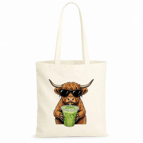 Baumwolltasche - Highland Rind mit Sonnenbrille