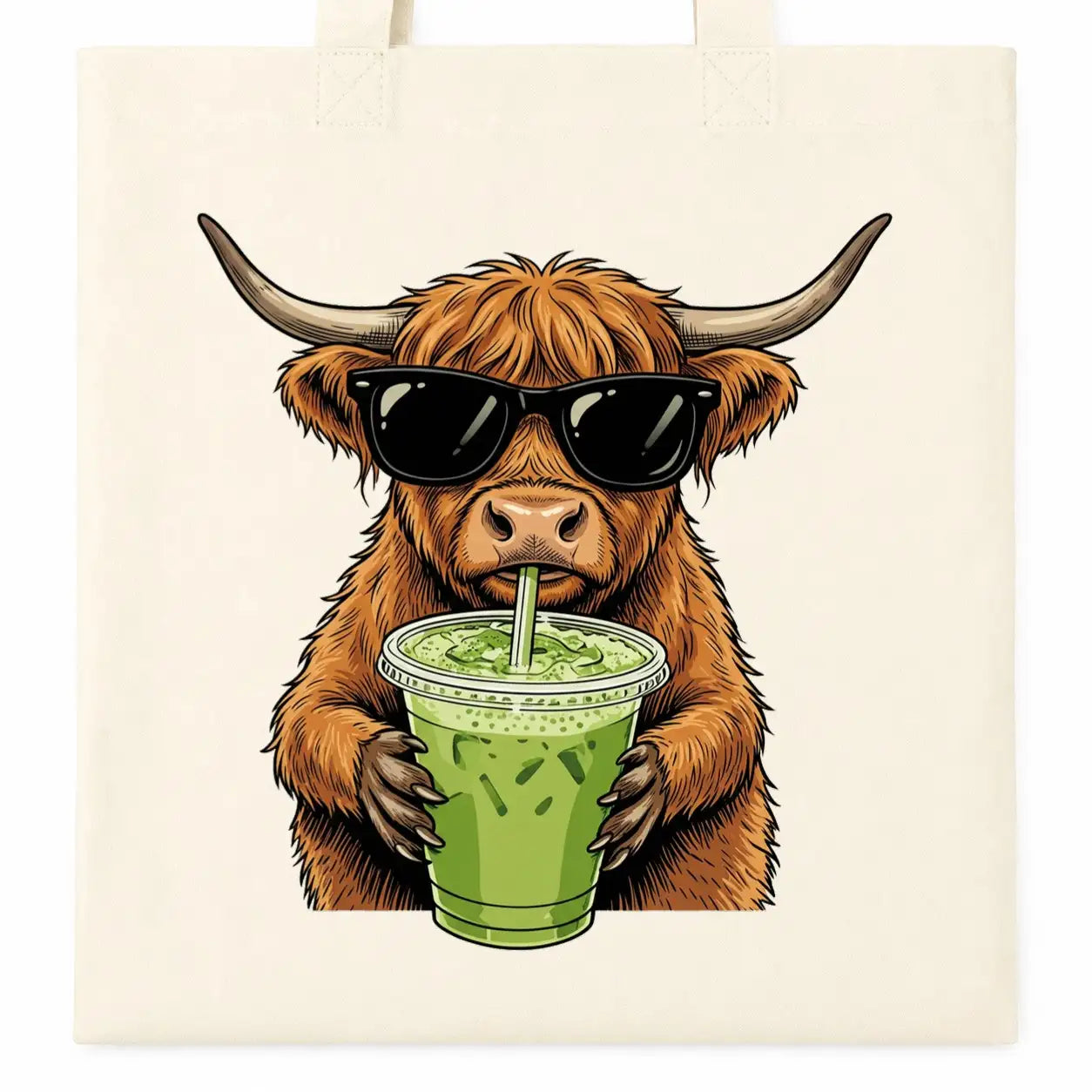 Baumwolltasche - Highland Rind mit Sonnenbrille